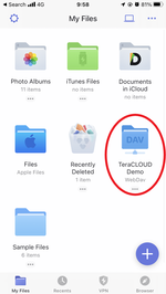 Open your TeraCLOUD account in Documents