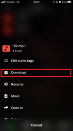 Tap "Download". The "Download" option can be found in the "..." icon.