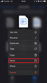Tap and hold to move the files